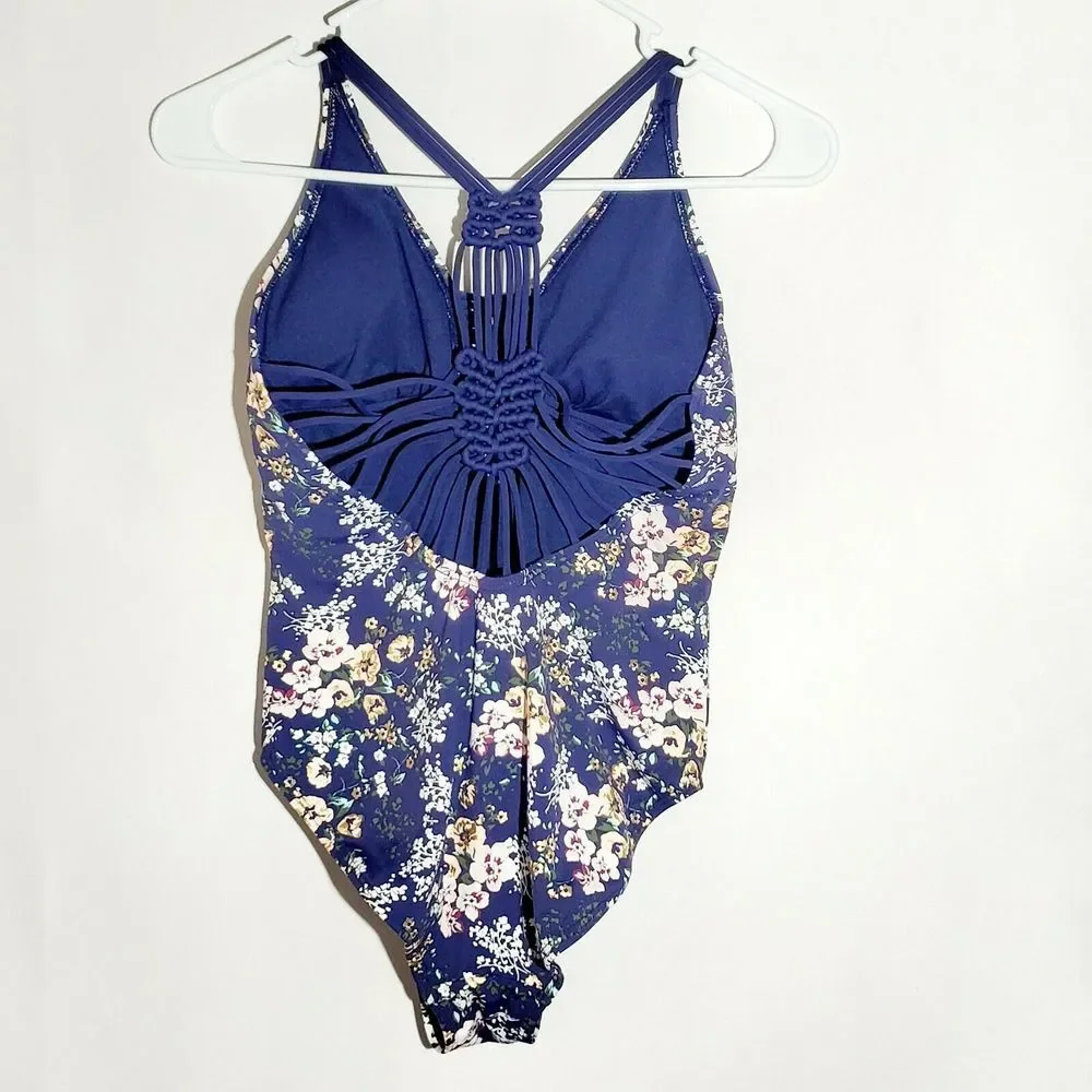 Ambrielle Womens One Piece Swimsuit Sz‎ S Bathing Suit Blue Floral Style M2JA03M